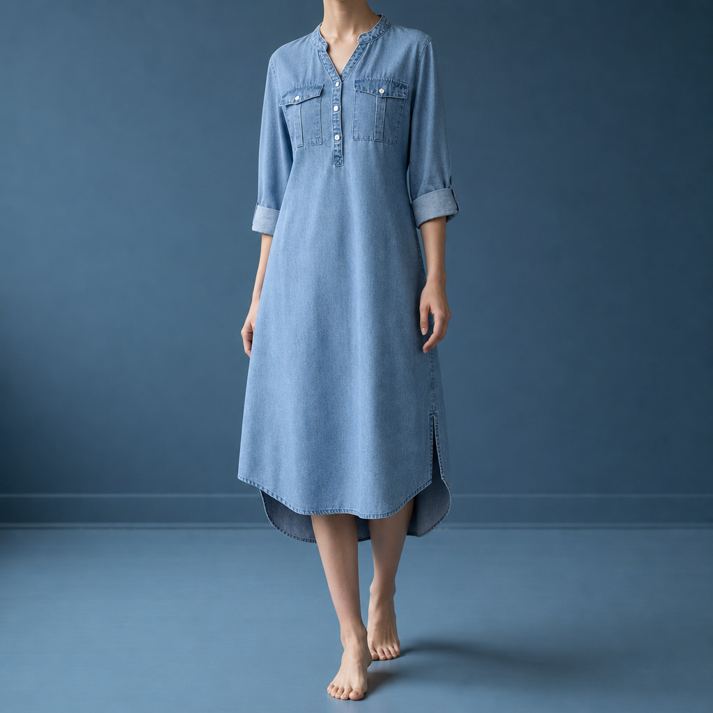 Oceanic Denim Dress in Blue