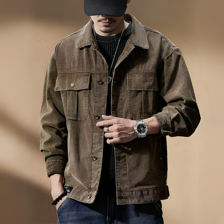 Men's Khaki Corduroy Jacket - Edward Fraiser