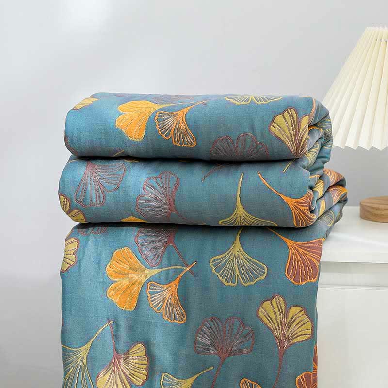 Solina Reversible Ginkgo Leaf Cotton Quilt