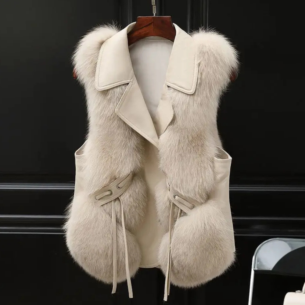 Belted Faux Fur Sleeveless Vest