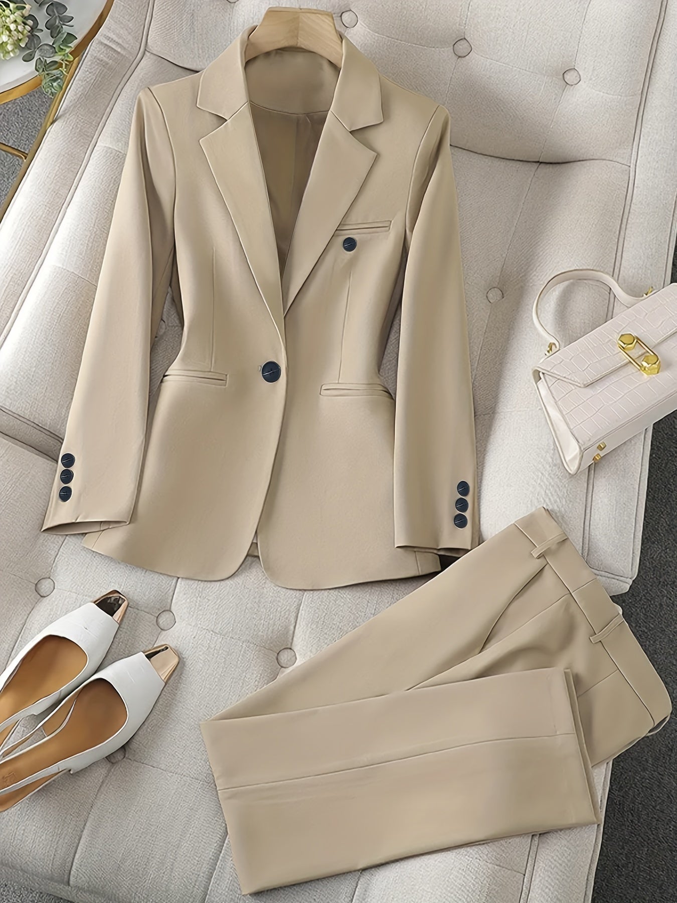 Women’s Azure Notched Lapel Blazer Set