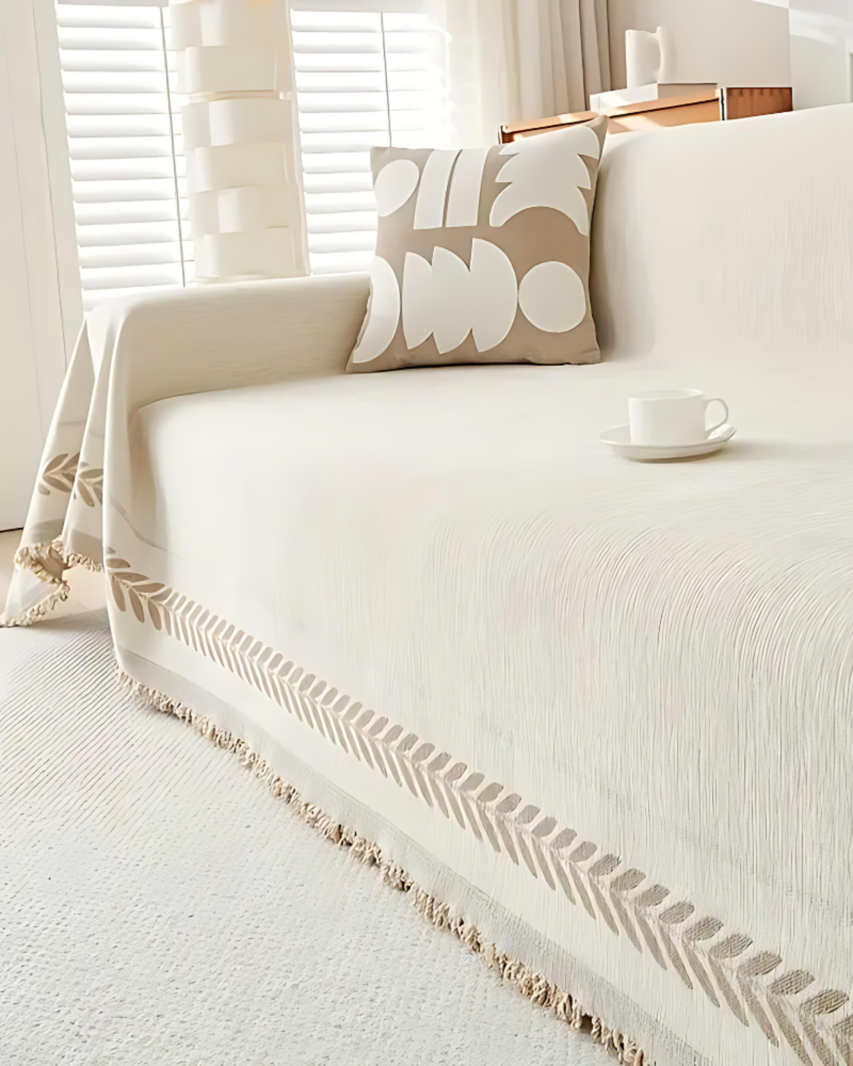 Boho Leaf Pattern Sofa Throw Cover