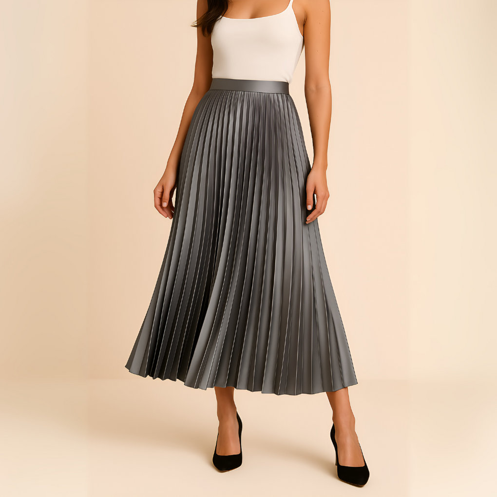 Livia Satin Pleated Skirt