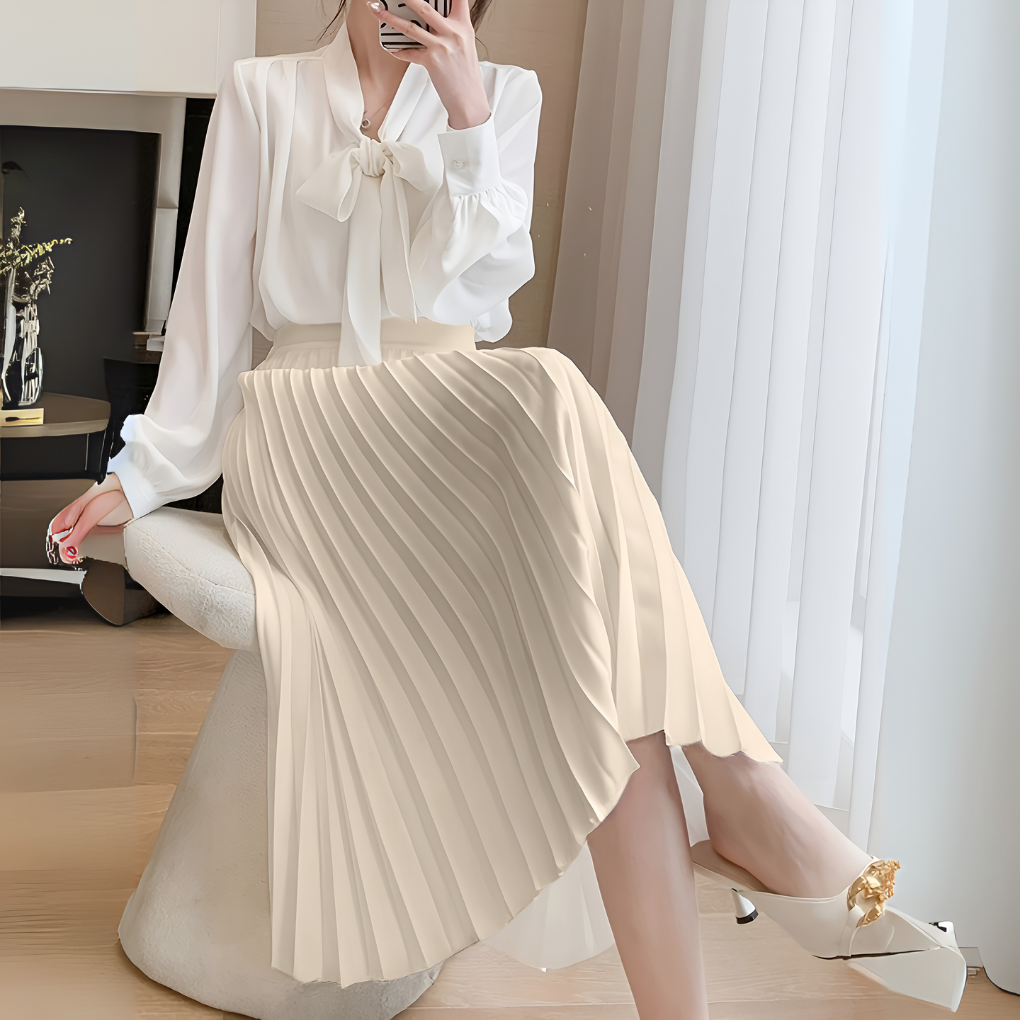 Livia Satin Pleated Skirt