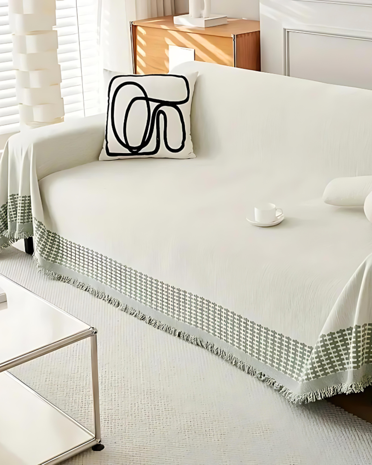 Boho Leaf Pattern Sofa Throw Cover