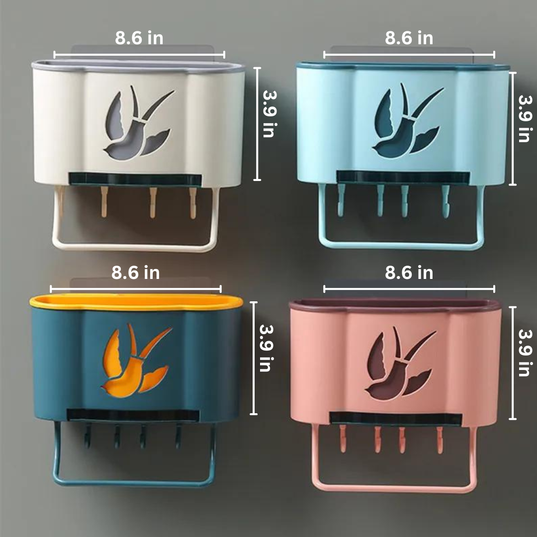 Wall-Mounted Kitchen Organizer with Towel Rack and Phone Holder