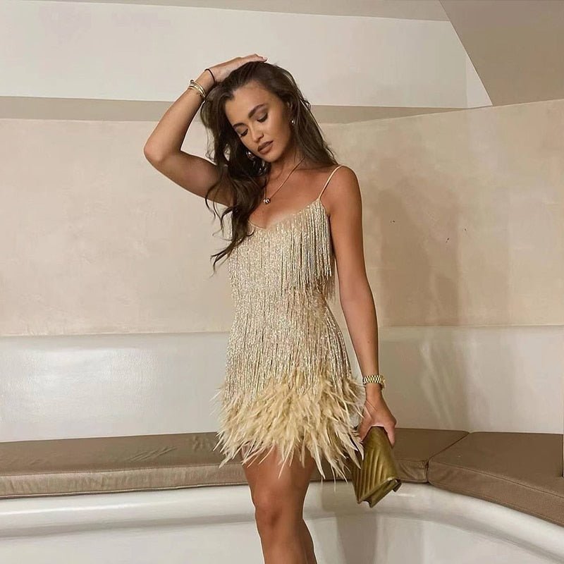 Celeste Feather Mini Dress