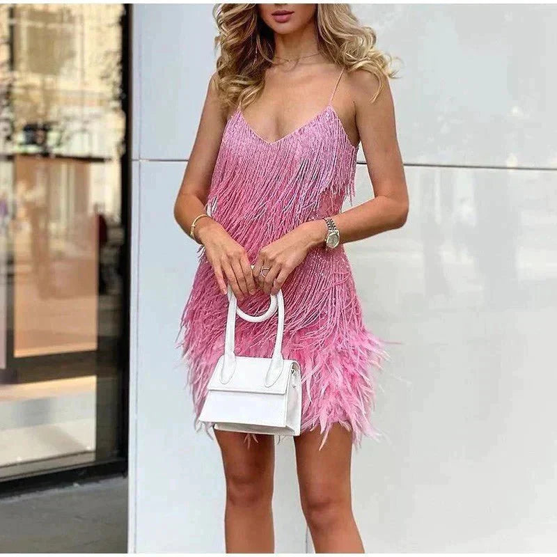 Celeste Feather Mini Dress