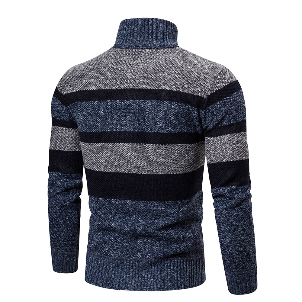 Mens Striped Slim Fit Knitted Cardigan - Edward Fraiser