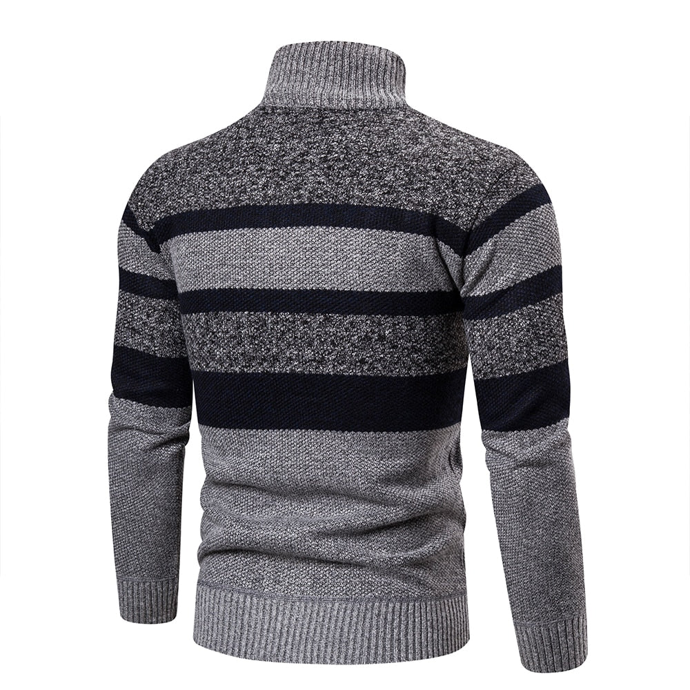 Mens Striped Slim Fit Knitted Cardigan - Edward Fraiser