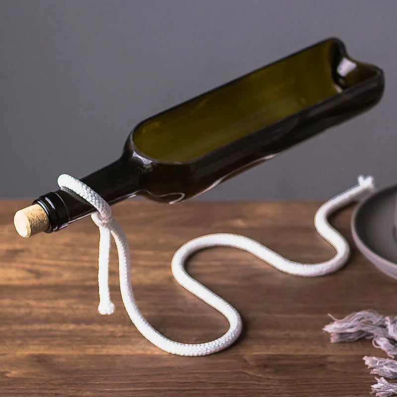 Floating Wine Bottle Planter – Suspended Illusion Flower Pot with Chain Stand