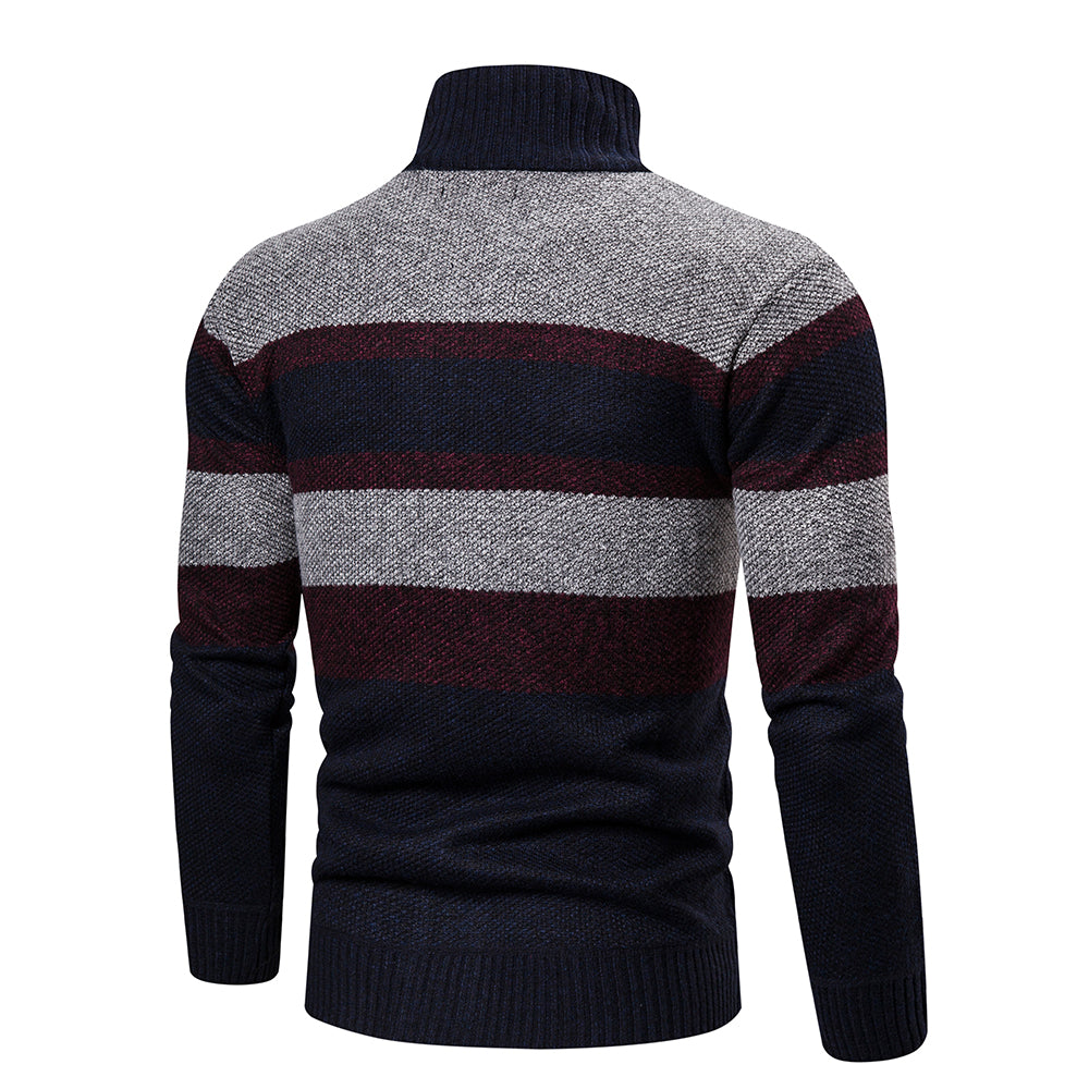 Mens Striped Slim Fit Knitted Cardigan - Edward Fraiser