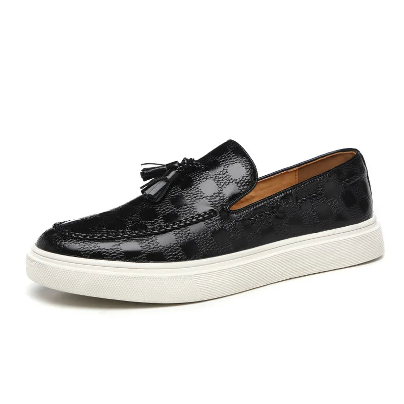 Monaco Textured Leather Tassel Loafers