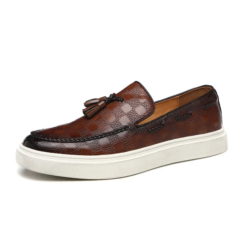 Monaco Textured Leather Tassel Loafers