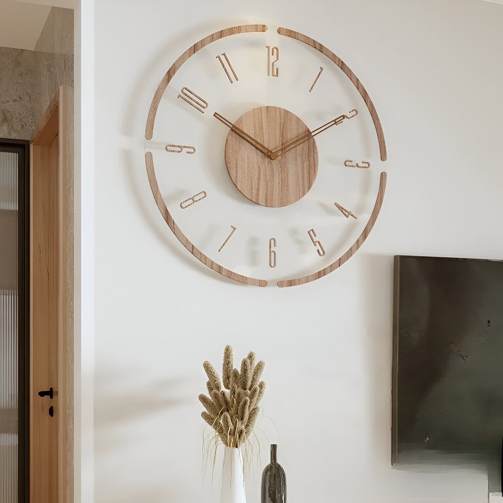 Transparent Acrylic Wall Clock – Silent Non-Ticking Wooden Design