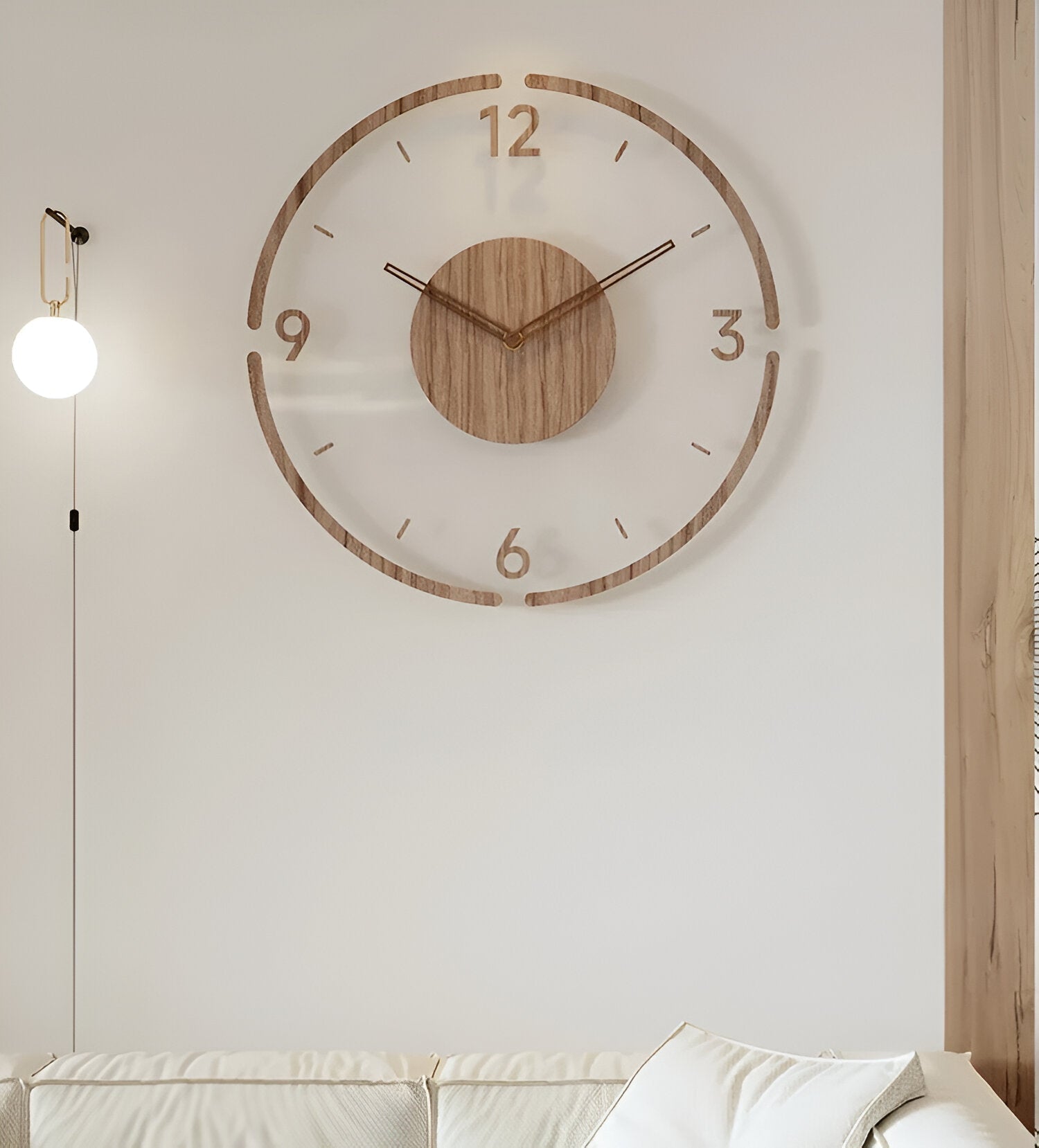 Transparent Acrylic Wall Clock – Silent Non-Ticking Wooden Design