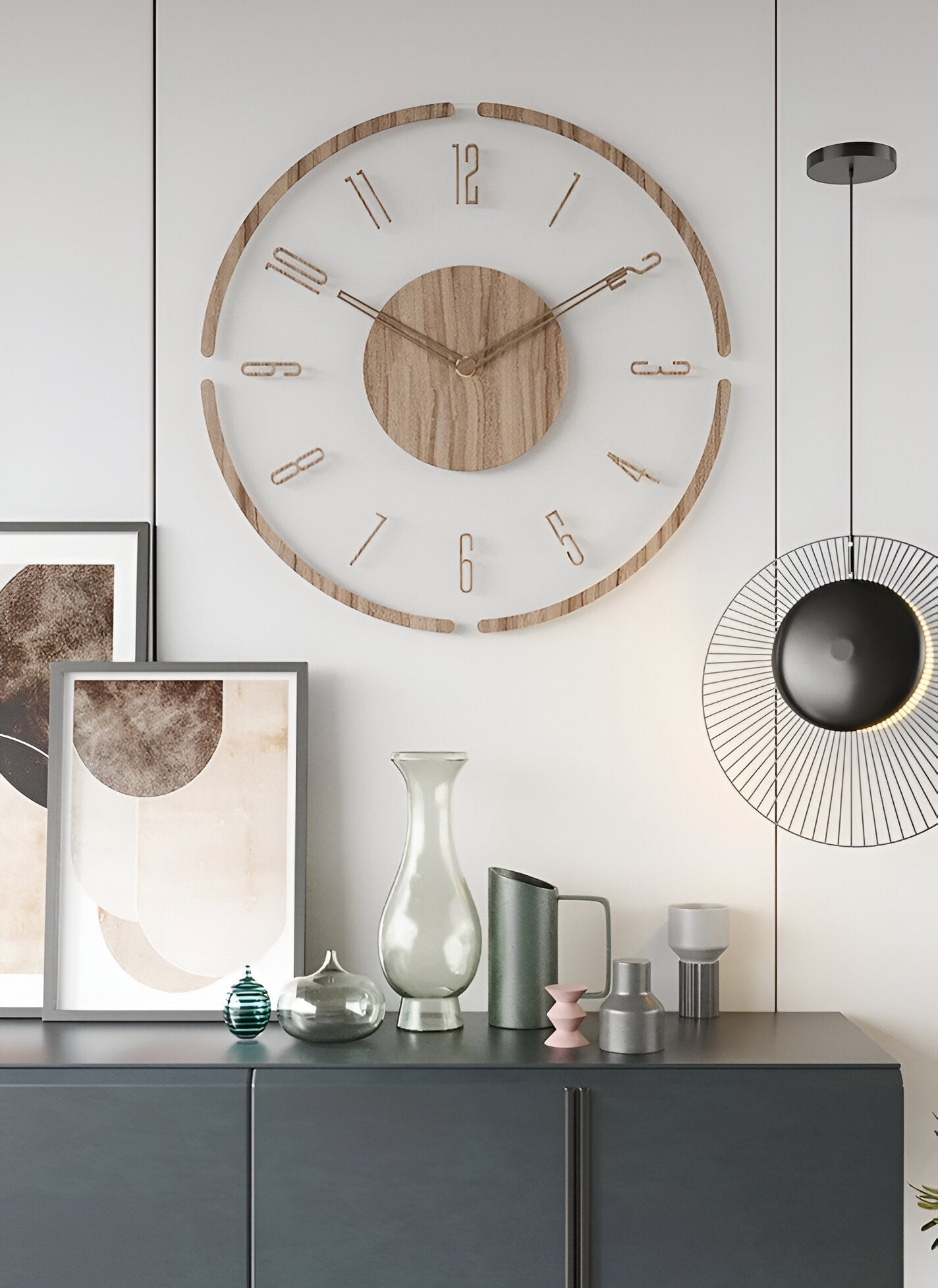 Transparent Acrylic Wall Clock – Silent Non-Ticking Wooden Design