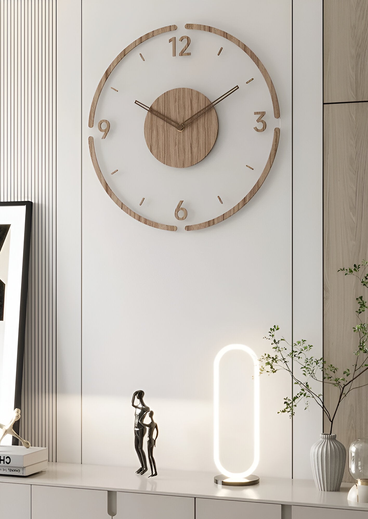 Transparent Acrylic Wall Clock – Silent Non-Ticking Wooden Design