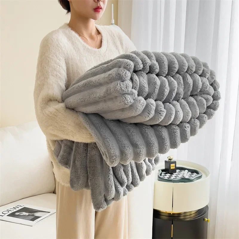 Ultra-Plush Ribbed Throw Blanket