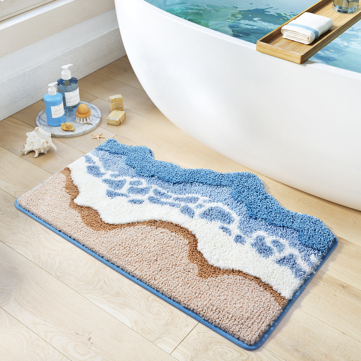 Ocean Ripple Microfiber Rug – Soft Wave Design with Non-Slip Backing