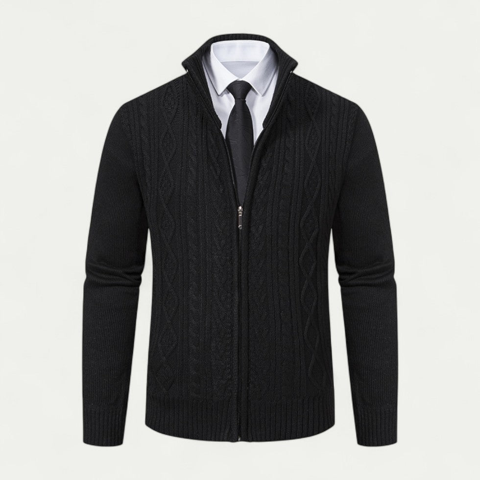 Brighton Cable-Knit Zip-Up Cardigan