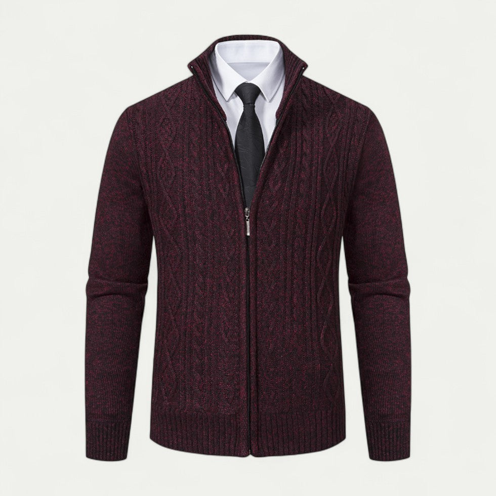 Brighton Cable-Knit Zip-Up Cardigan