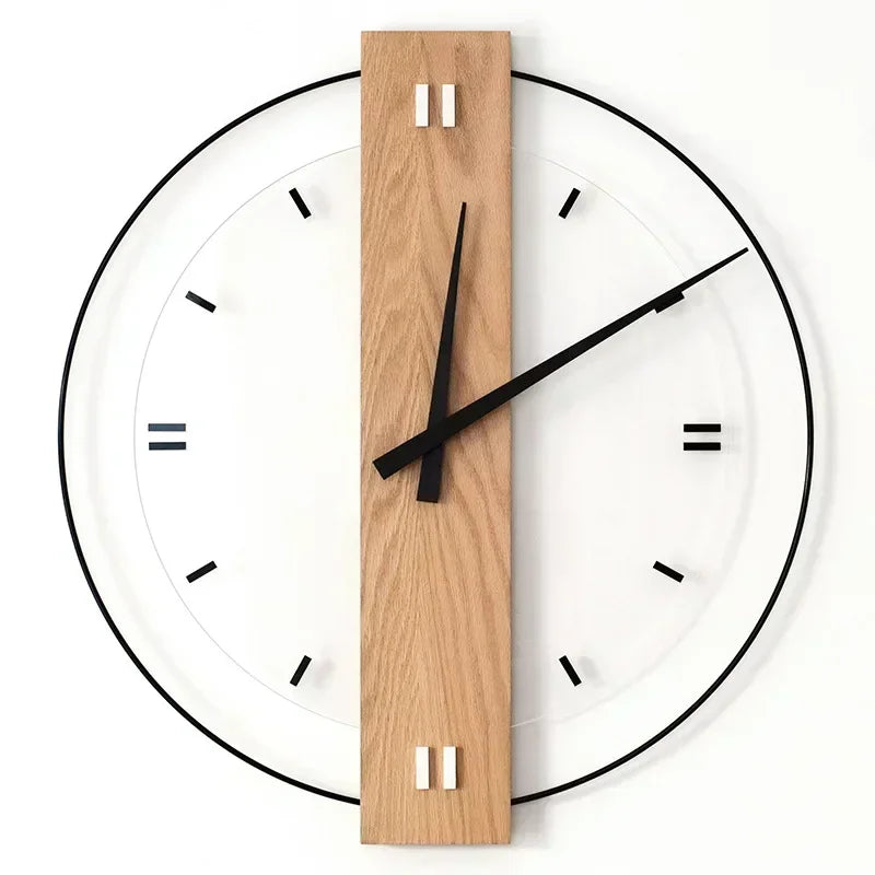 Minimalist Wood and Metal Wall Clock