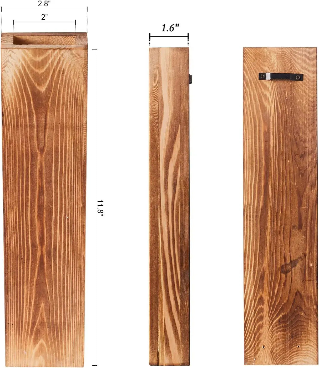 Vertical Wooden Wall-Mounted Vase – Minimal Rustic Flower Holder