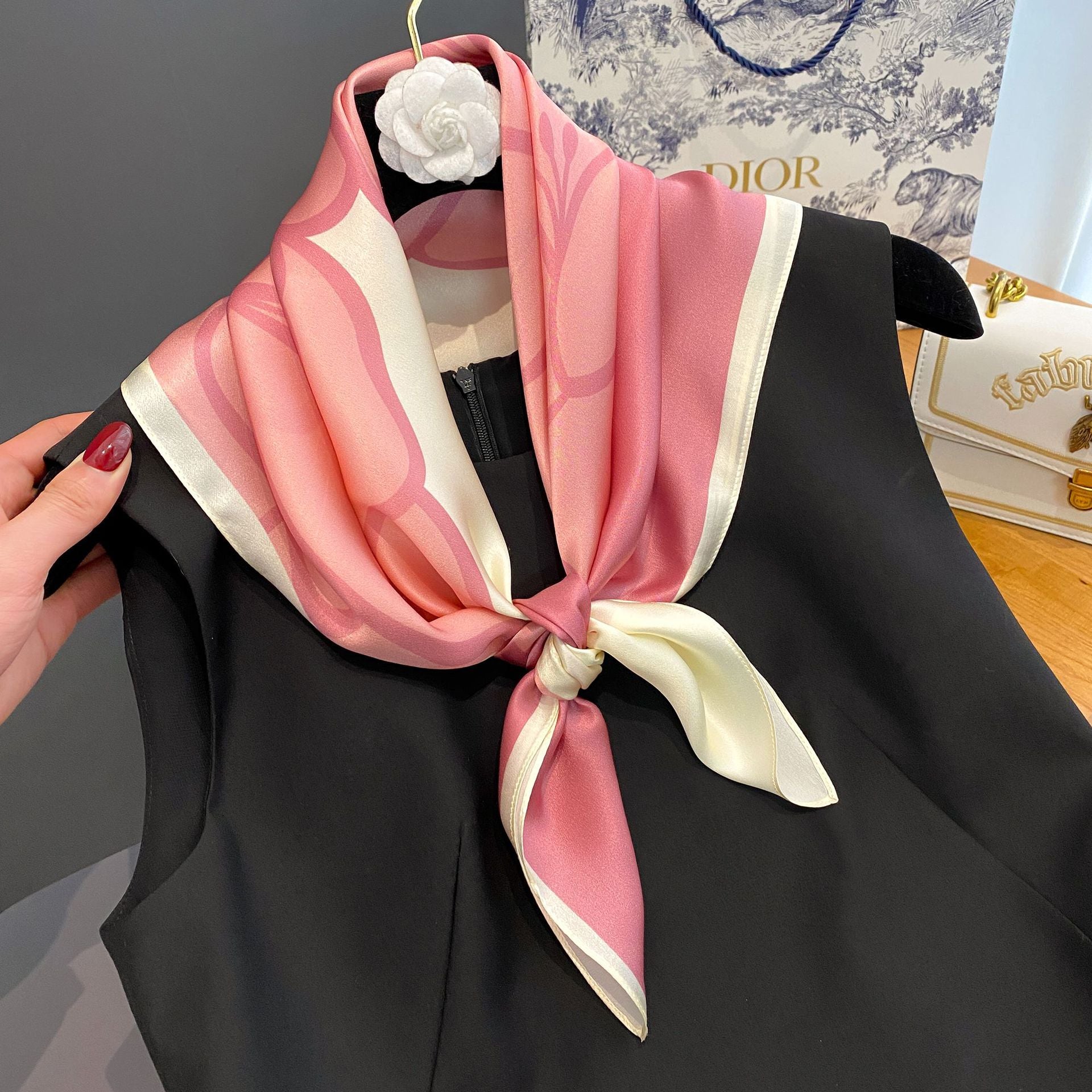 Vivienne Silk Square Scarf – Bold Color Block