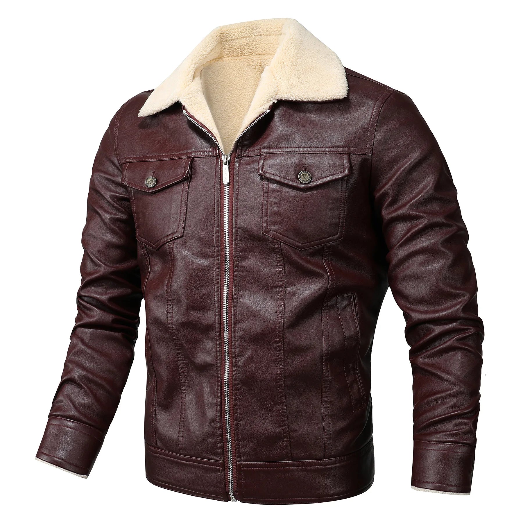 Axel Leather Biker Fleece Jacket