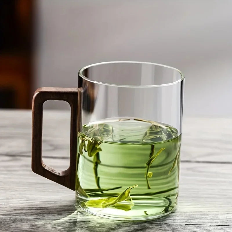 Walden Glass Mugs – Heat-Resistant with Walnut Grip
