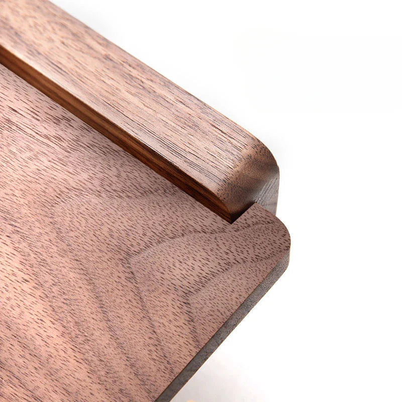 Wall-Mounted Walnut Toilet Roll Holder with Shelf