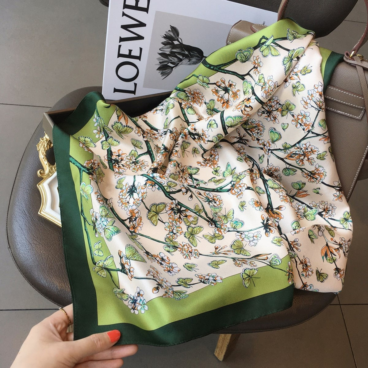 Amélie Pure Silk Scarf – 70cm Floral Square