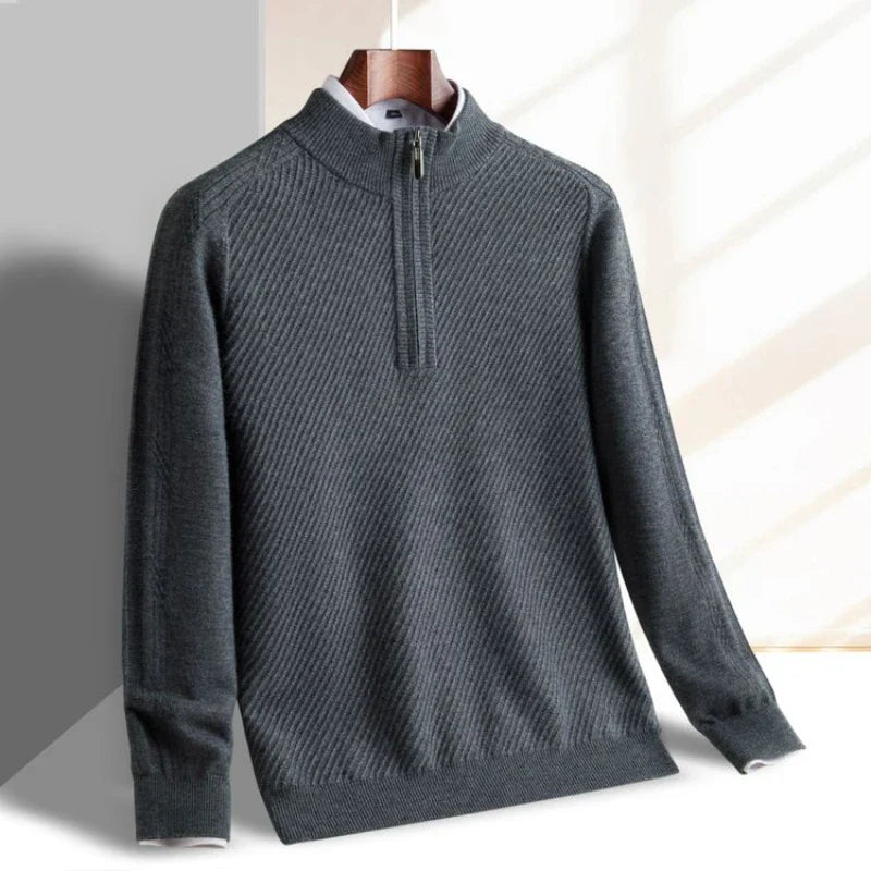 Hayden Textured Wool Quarter Zip