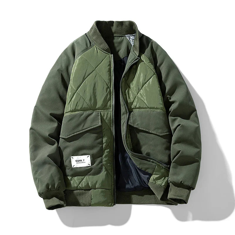 Quilted Cargo Puffer Bomber Jacket