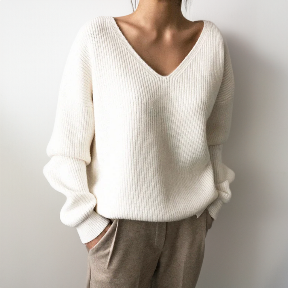 Aurora V-Neck Soft Knit Sweater