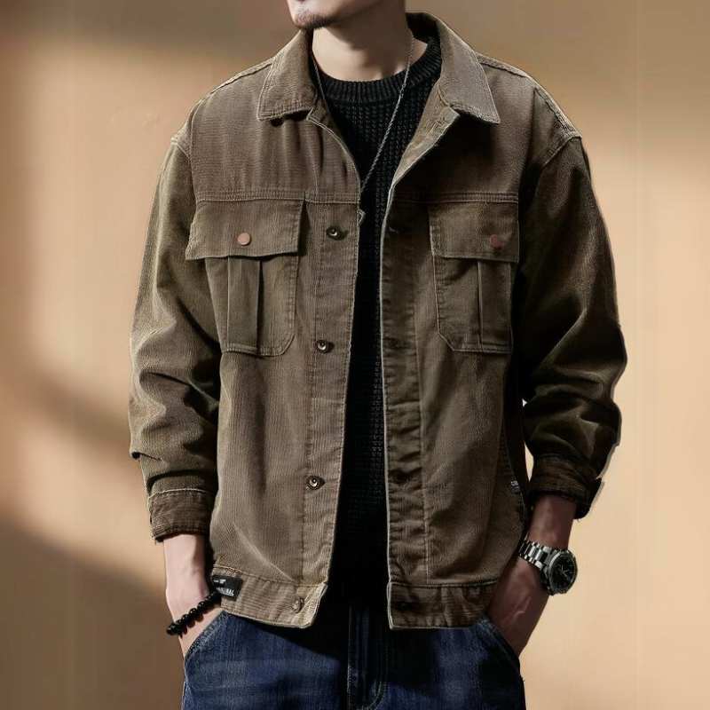 Men's Khaki Corduroy Jacket - Edward Fraiser