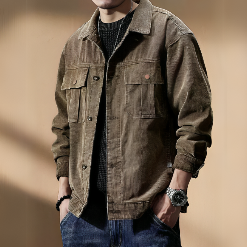 Men's Khaki Corduroy Jacket - Edward Fraiser