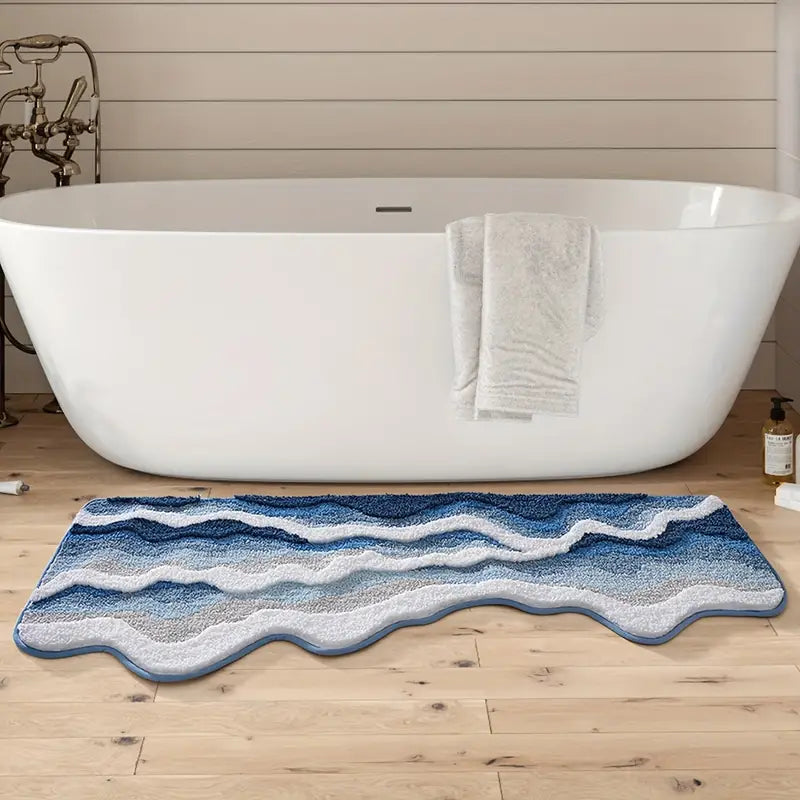 Ocean Ripple Microfiber Rug – Soft Wave Design with Non-Slip Backing