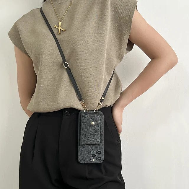 Leather Crossbody Phone Bag with Card Holder