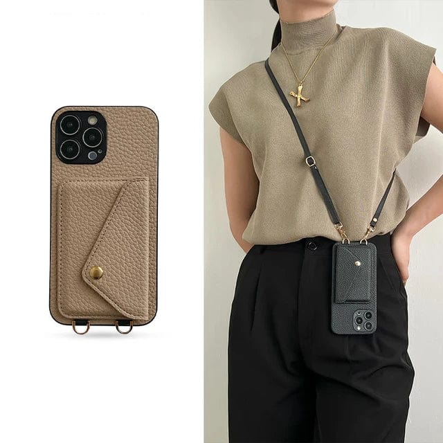 Leather Crossbody Phone Bag with Card Holder