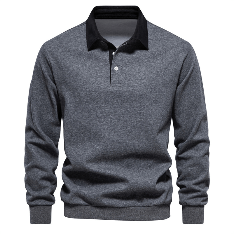 Langford Polo Collar Knit Sweater – Cotton Blend