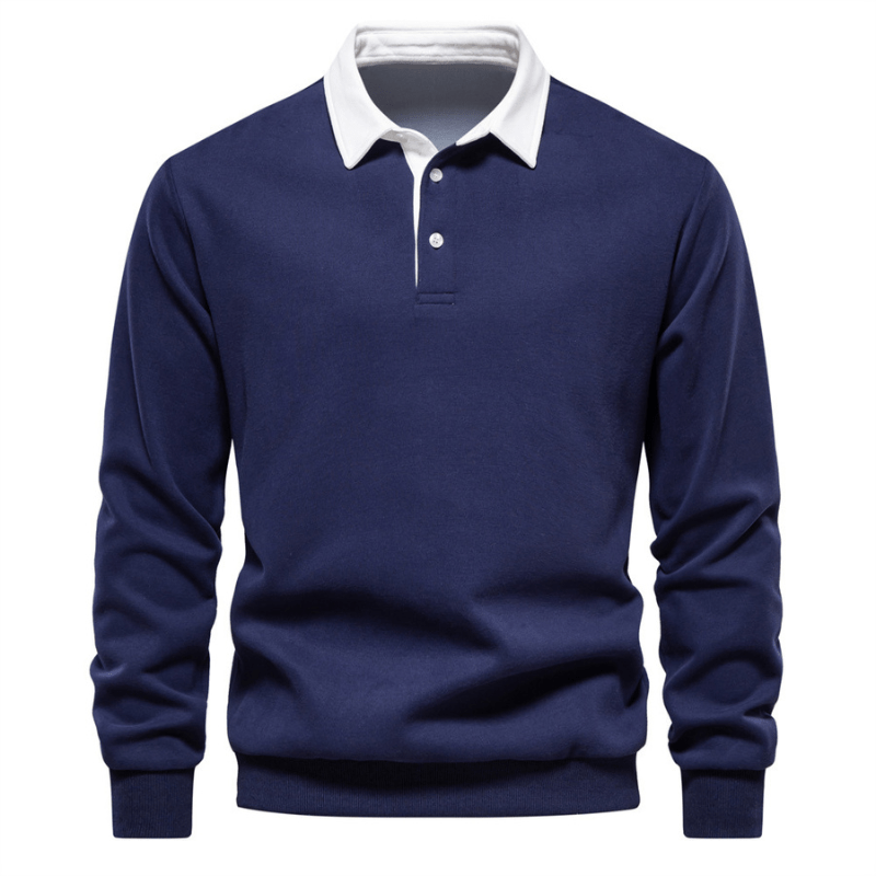 Langford Polo Collar Knit Sweater – Cotton Blend
