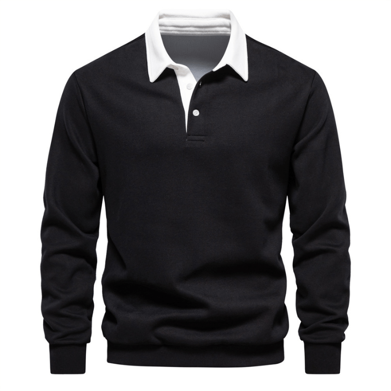 Langford Polo Collar Knit Sweater – Cotton Blend