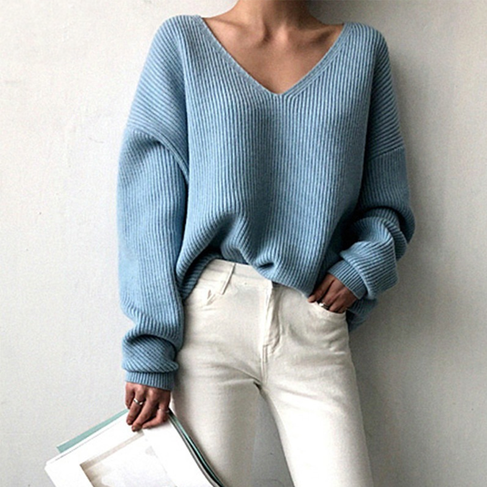 Aurora V-Neck Soft Knit Sweater