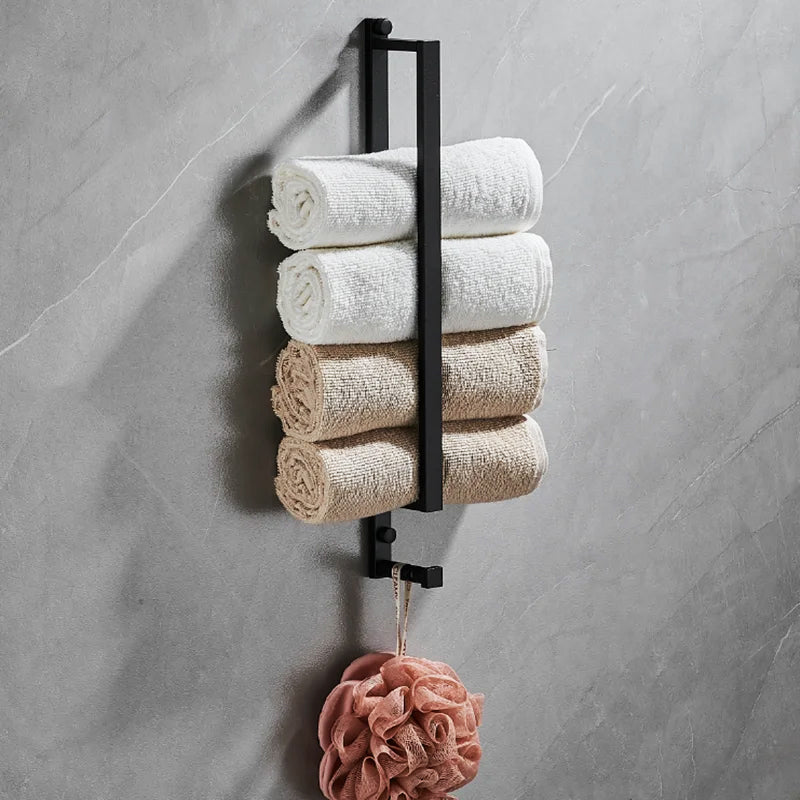 Wall-Mounted Aluminum Towel Rack – Multi-Tier Storage Rail for Modern Bathrooms