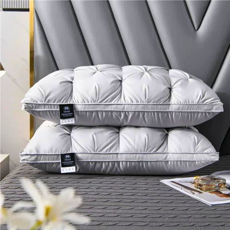 Luxury Goose Down Bed Pillow – Hypoallergenic Neck Support Cushion for Deep Sleep