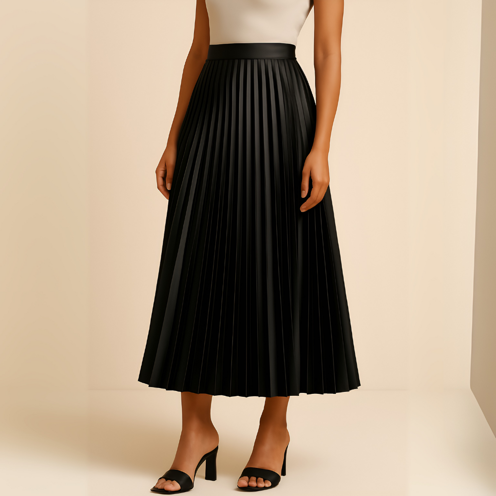 Livia Satin Pleated Skirt