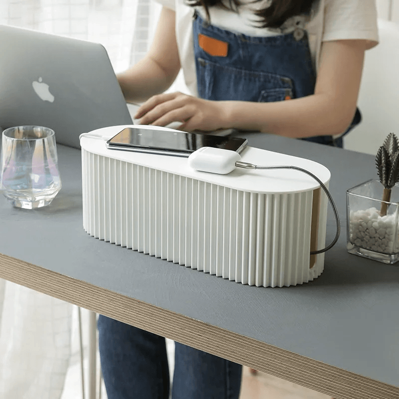 Cable Organizer Box with Lid – Desk Cord Management Solution
