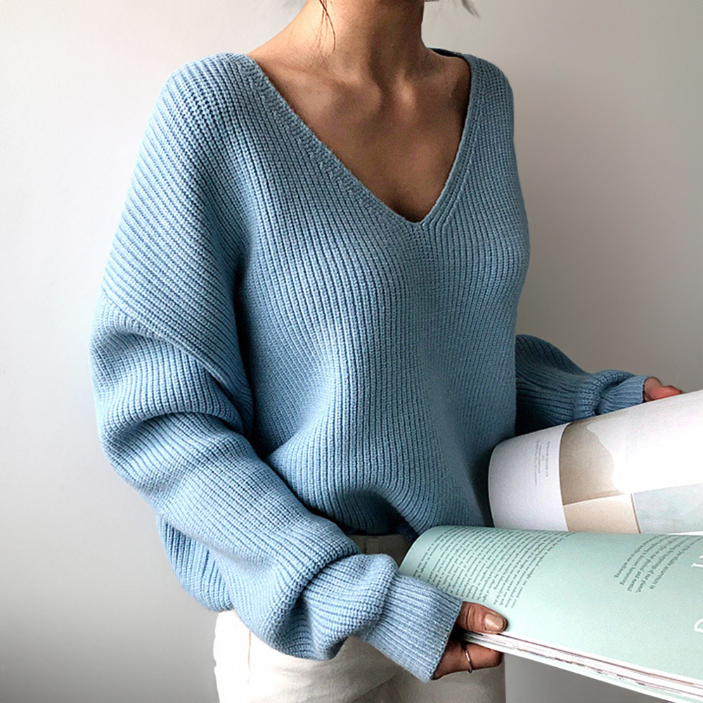 Aurora V-Neck Soft Knit Sweater